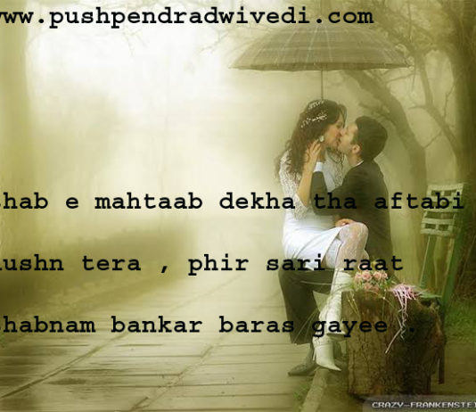 शब ए माहताब देखा था आफ़ताबी हुश्न तेरा romantic shayari ,